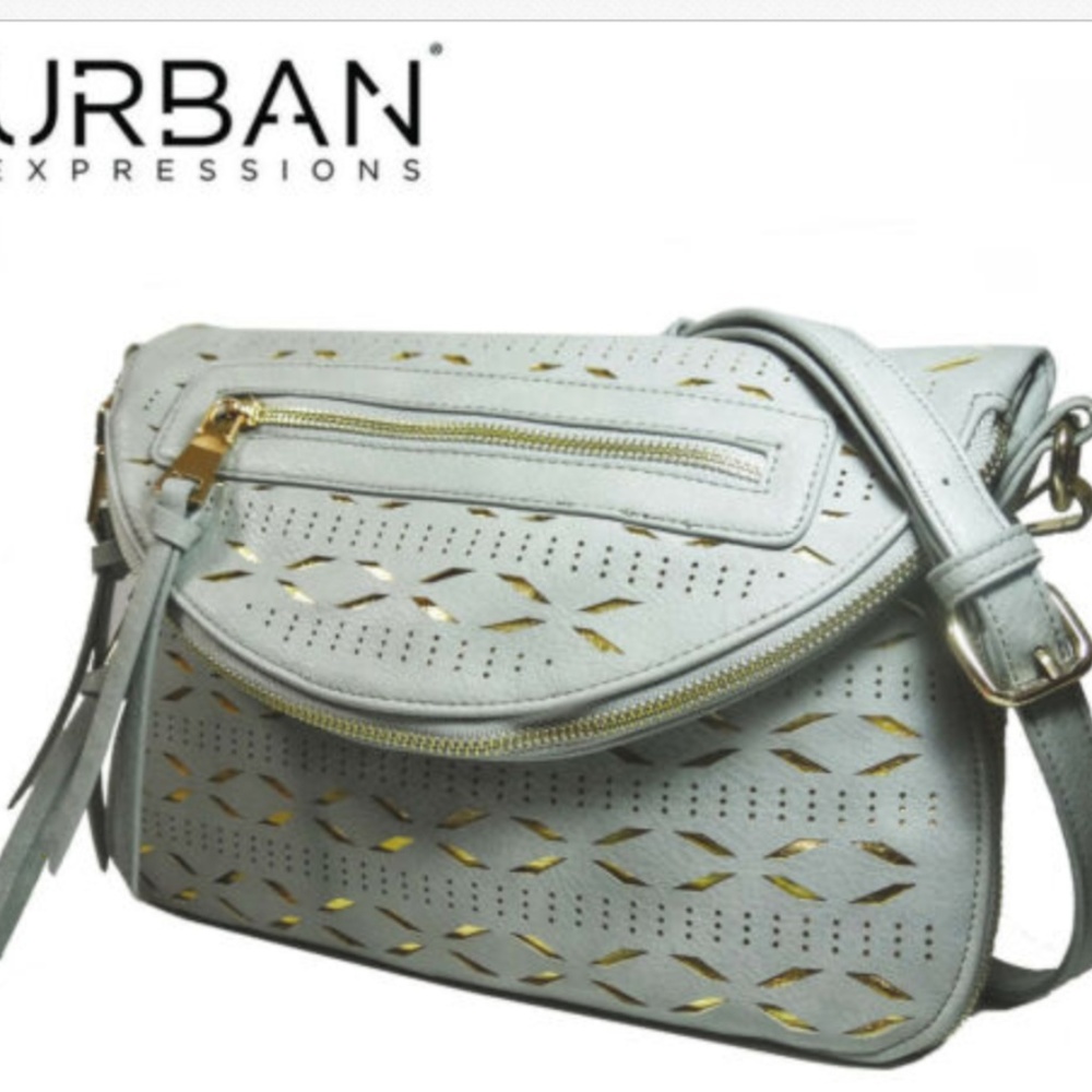 URBAN EXPRESSIONS Beige Gray TASSEL Vegan LEATHER